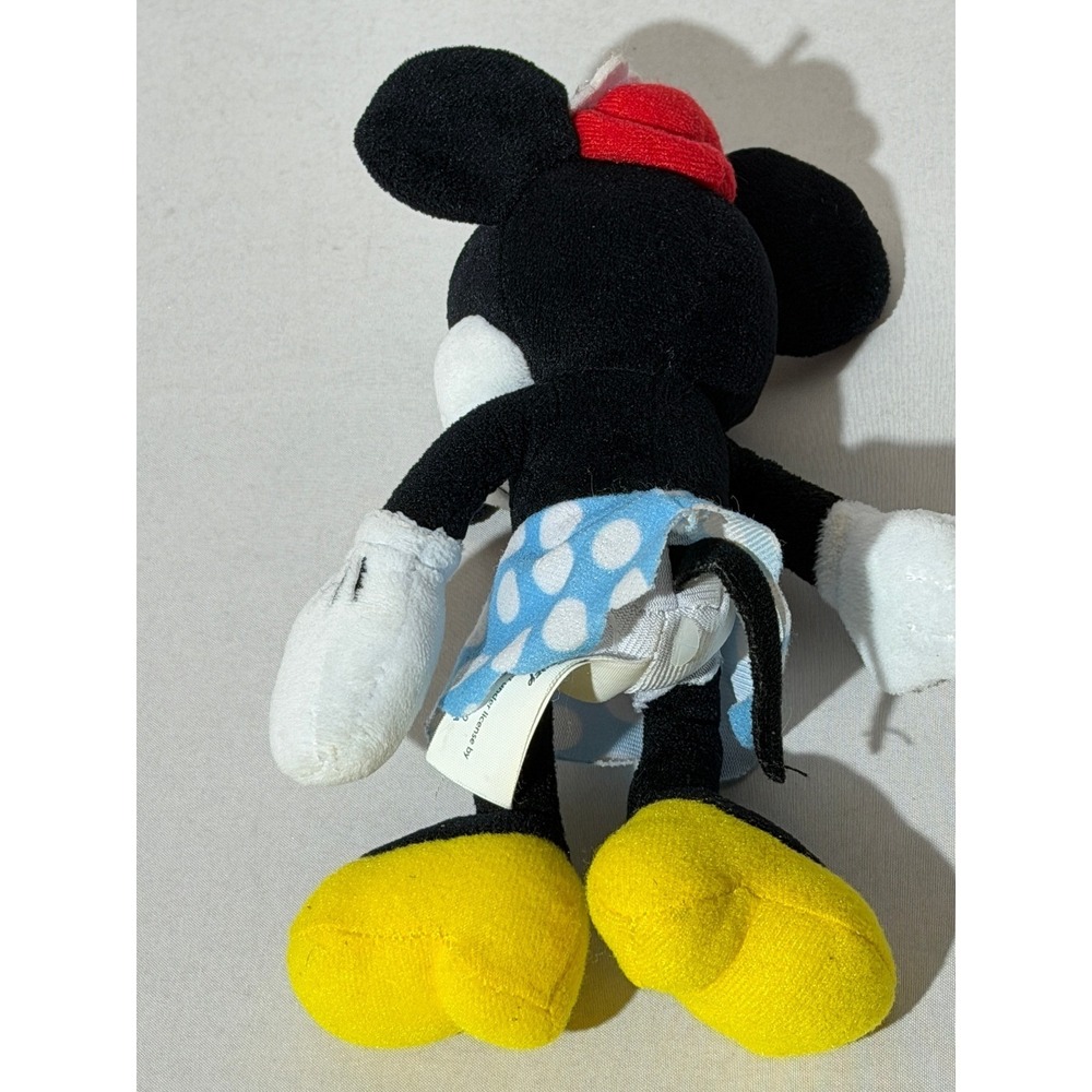 Disney Minnie Mouse Plush Stuffed Animal Blue Polka Dot Skirt Red Daisy Hat 8in - Picture 9 of 12